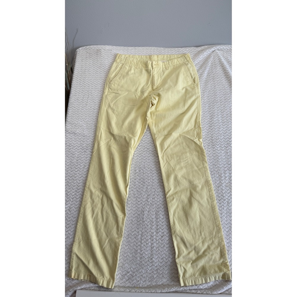 Bonobos Mens Straight Fit Yellow Cotton Chino Pants Size 32x34 flaw